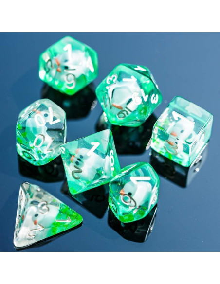 Dados DND de 7 Caras Cusdie con Pato Azul - Juego de Rol