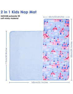 Saco de dormir infantil Decalsweet 2 en 1 con almohada azul 2