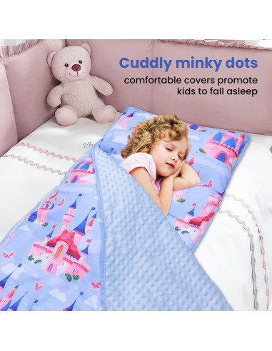 Saco de dormir infantil Decalsweet 2 en 1 con almohada azul