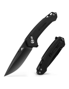 Cuchillo Plegable FLISSA EDC, Hoja D2 8.1 cm, Mango G10 Negro
