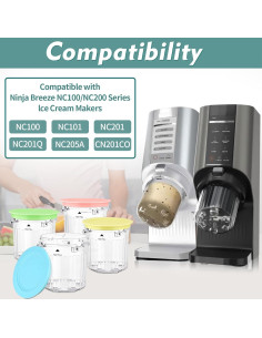 Recipientes y Tapas Ninja Creami Breeze 16oz - Paquete de 4 2