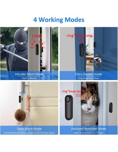 Alarma Inalámbrica de Puerta y Ventana Metak D130 - 120dB, Paquete de 2