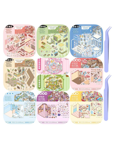 10 Juegos de Pegatinas 3D DIY LIFCIUSO - Escenas Creativas