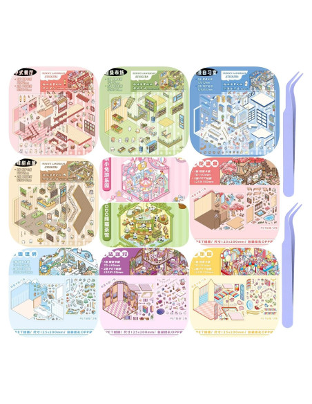 10 Juegos de Pegatinas 3D DIY LIFCIUSO - Escenas Creativas