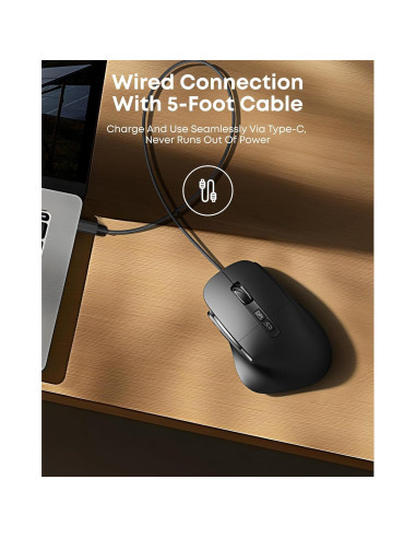 Ratón Ergonómico Recargable Ghajz 4800DPI Inalámbrico 3 en 1