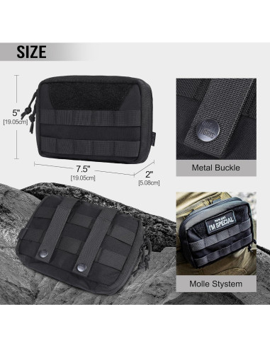Bolsa Administrativa MOLLE OneTigris 19x12.7x5cm Nylon Negro