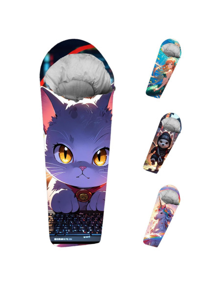 Saco de dormir momia KidzAdventure Gatito Meowtendo 1.85m