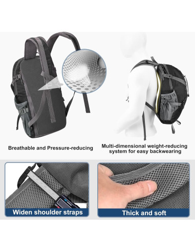 Mochila de Senderismo Plegable Sukeen 30L Impermeable Negra