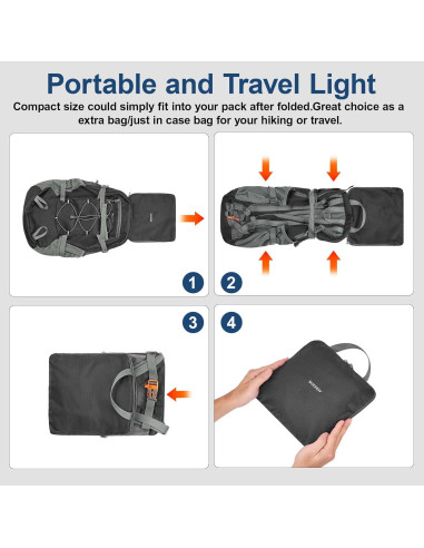 Mochila de Senderismo Plegable Sukeen 30L Impermeable Negra