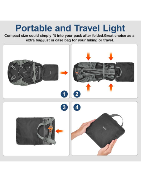 Mochila de Senderismo Plegable Sukeen 30L Impermeable Negra