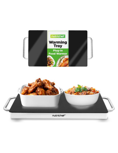 Bandeja Calentadora Eléctrica Nutrichef 36.8x21.8cm Vidrio Templado