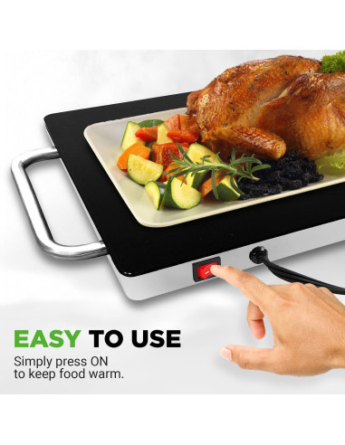 Bandeja Calentadora Eléctrica Nutrichef 36.8x21.8cm Vidrio Templado