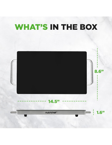 Bandeja Calentadora Eléctrica Nutrichef 36.8x21.8cm Vidrio Templado