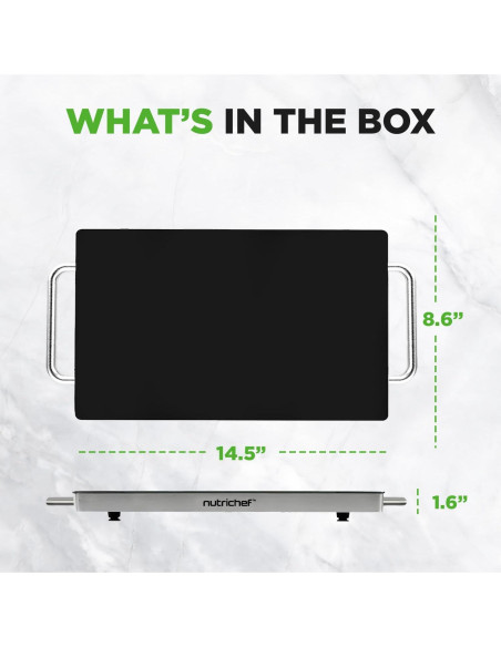 Bandeja Calentadora Eléctrica Nutrichef 36.8x21.8cm Vidrio Templado