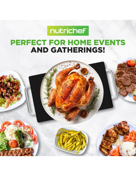 Bandeja Calentadora Eléctrica Nutrichef 36.8x21.8cm Vidrio Templado