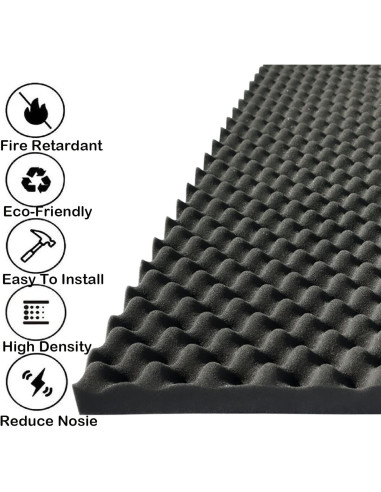 Paneles Acústicos 4 PCS Espuma de Huevo 121.9x61x5cm Ignífuga