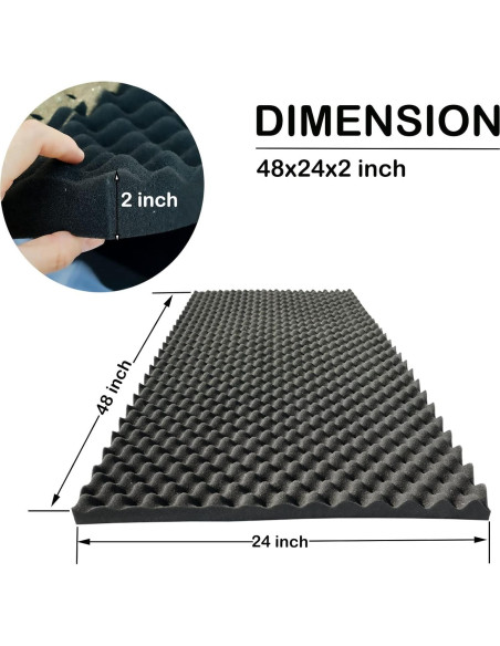 Paneles Acústicos 4 PCS Espuma de Huevo 121.9x61x5cm Ignífuga