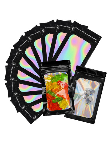 100 Bolsas Mylar Negras Resellables 7.62x12.7cm LOKQING