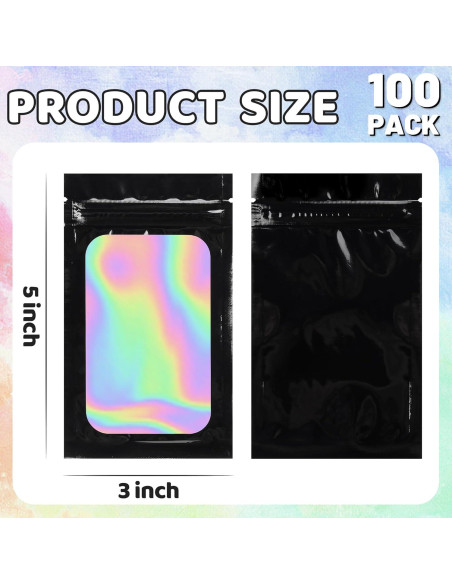 100 Bolsas Mylar Negras Resellables 7.62x12.7cm LOKQING