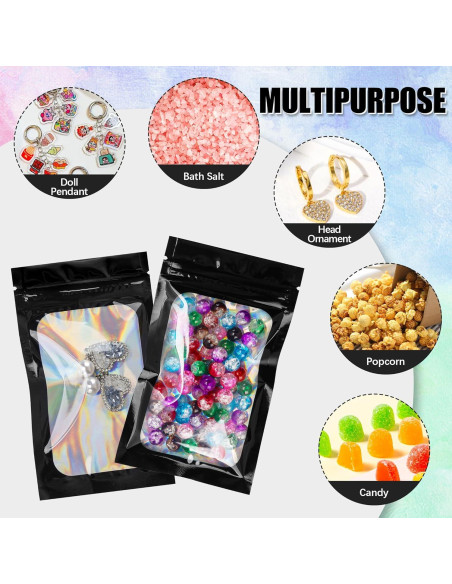 100 Bolsas Mylar Negras Resellables 7.62x12.7cm LOKQING