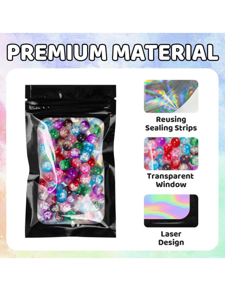 100 Bolsas Mylar Negras Resellables 7.62x12.7cm LOKQING