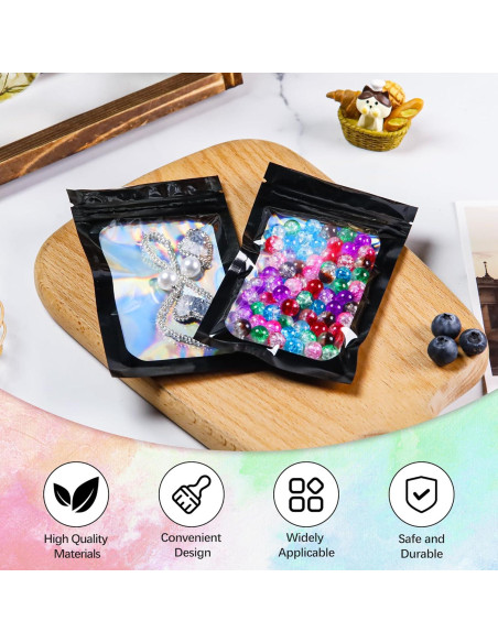 100 Bolsas Mylar Negras Resellables 7.62x12.7cm LOKQING