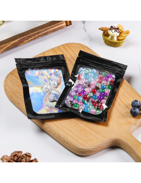 100 Bolsas Mylar Negras Resellables 7.62x12.7cm LOKQING