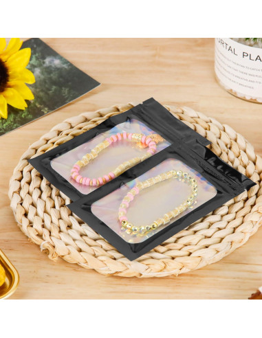 100 Bolsas Mylar Negras Resellables 7.62x12.7cm LOKQING