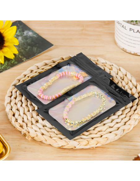 100 Bolsas Mylar Negras Resellables 7.62x12.7cm LOKQING