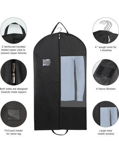 Bolsas de Ropa Colgantes Stykontin 3 Piezas 110 cm Negro