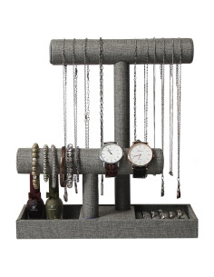 Soporte Organizador de Joyería Coward 2 Niveles Lino Gris