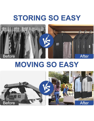 Bolsas de Ropa Colgantes Stykontin 3 Piezas 110 cm Negro