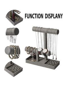 Soporte Organizador de Joyería Coward 2 Niveles Lino Gris 2