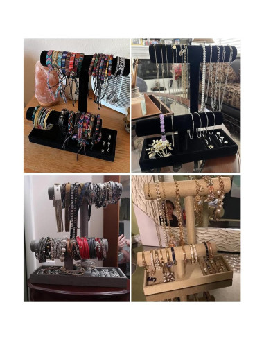 Soporte Organizador de Joyería Coward 2 Niveles Lino Gris