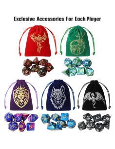 Juego de Dados Poliedricos Grajar 35 Piezas con 5 Bolsas 2