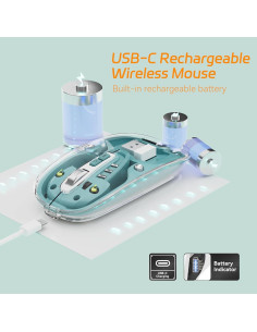 Ratón Inalámbrico Uiosmuph Tri-Mode Recargable USB C Verde 2