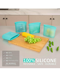 Bolsas de Snack Reutilizables Annaklin 500ml Silicona Apta Microondas 2