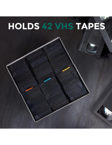 Caja de Almacenamiento VHS TWAVETREE Gris 42 Cintas 36.6x34x20.8 cm