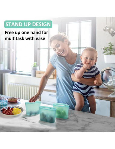 Bolsas de Snack Reutilizables Annaklin 500ml Silicona Apta Microondas