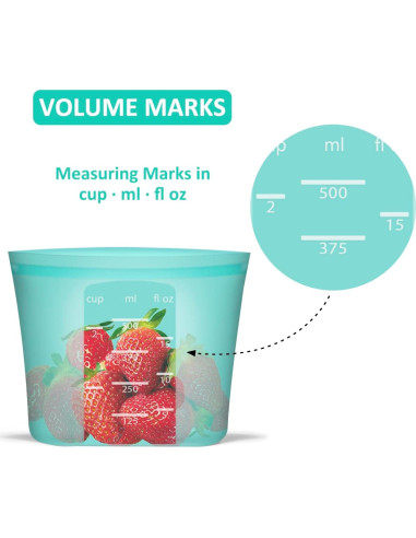 Bolsas de Snack Reutilizables Annaklin 500ml Silicona Apta Microondas