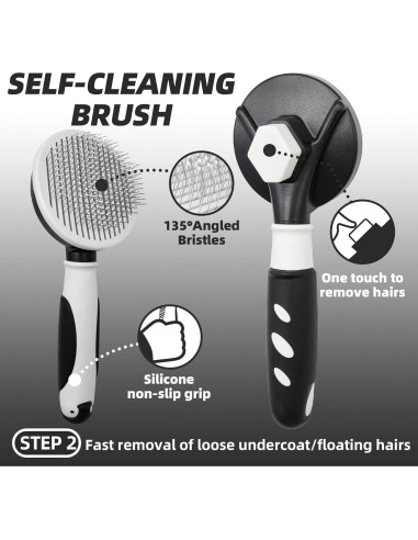 Kit de Cepillos para Aseo de Mascotas KUEIOX 7 PZS Negro