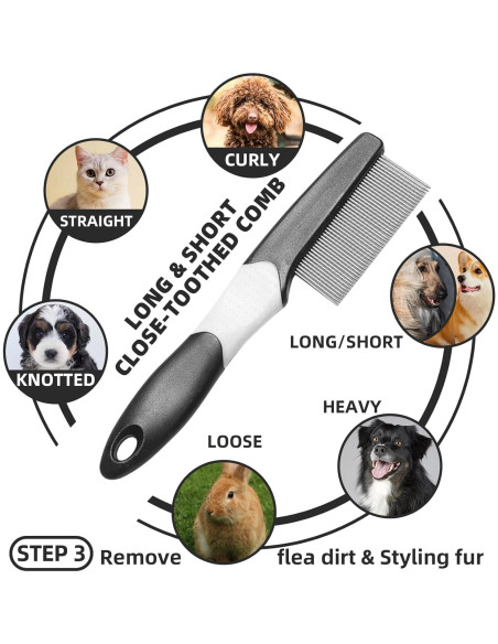 Kit de Cepillos para Aseo de Mascotas KUEIOX 7 PZS Negro Kit de Cepillos para Aseo de Mascotas KUEIOX 7 PZS Negro