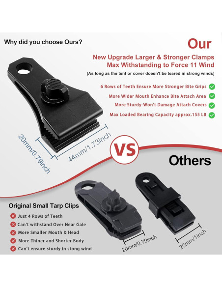 Clips de Lona Grande CLIO - 6 Pcs Alta Resistencia Nylon