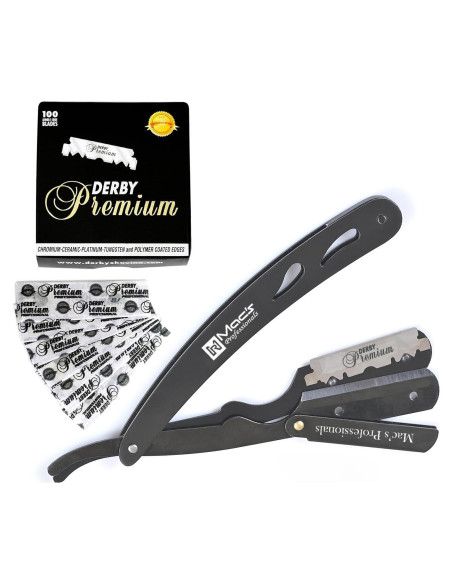 Maquinilla de Afeitar Recta Macs Profesional con 100 Cuchillas