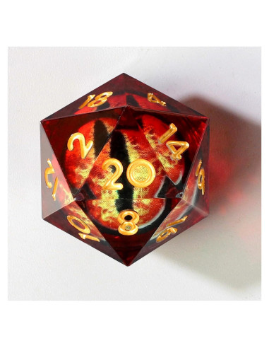 Conjunto de Dados DND Liquid Core Dragon Eye 7 pcs Resina Rojo