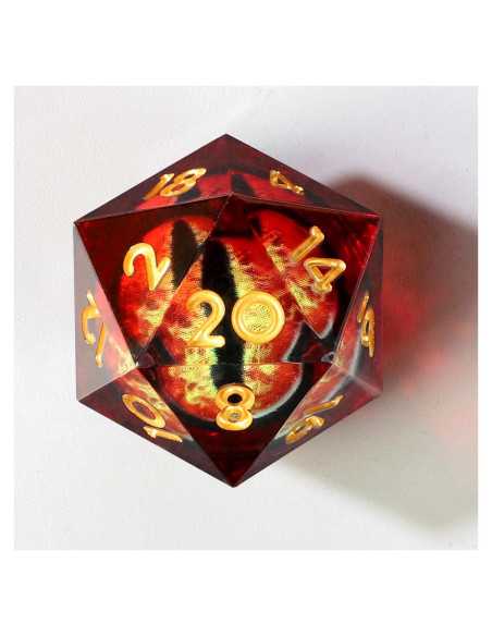 Conjunto de Dados DND Liquid Core Dragon Eye 7 pcs Resina Rojo