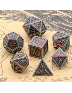 Conjunto de Dados Metálicos D&D HNCCESG 7 Piezas Sangre Plateada 2