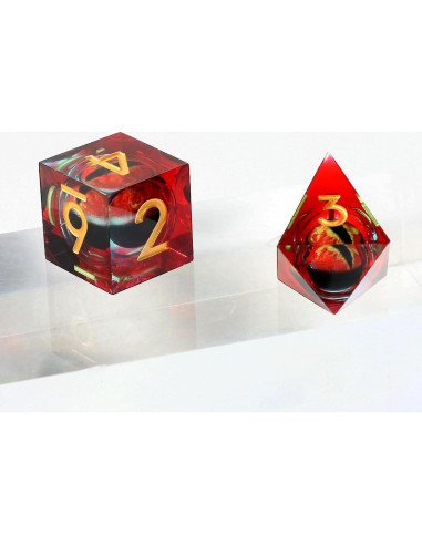 Conjunto de Dados DND Liquid Core Dragon Eye 7 pcs Resina Rojo