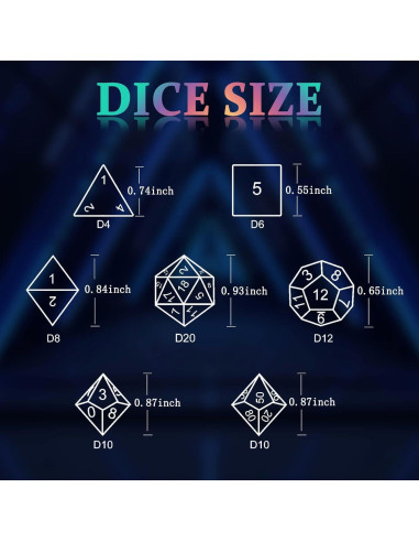 Conjunto de Dados Metálicos D&D HNCCESG 7 Piezas Sangre Plateada