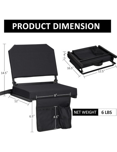 Asiento de Estadio Dragosum Plegable con Respaldo Ajustable